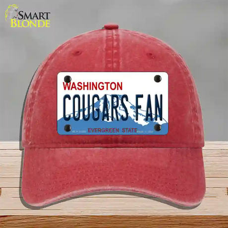 Washington Cougars Fan Novelty License Plate Hat Unconstructed Cotton / Red