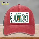 Florida Gulfport Novelty License Plate Hat Unconstructed Cotton / Red