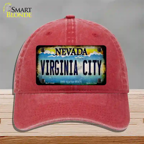 Nevada Virginia City Novelty License Plate Hat Unconstructed Cotton / Red