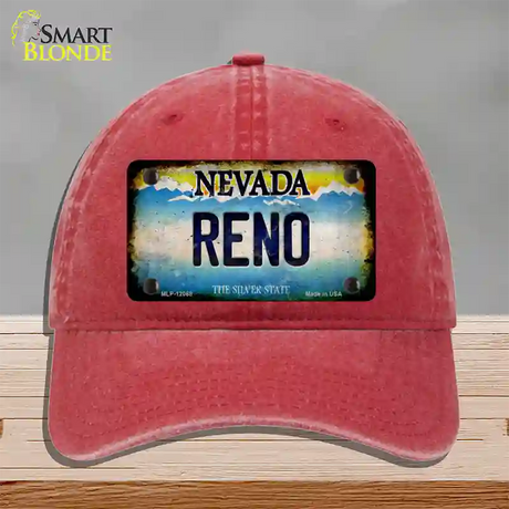 Nevada Reno Novelty License Plate Hat Unconstructed Cotton / Red