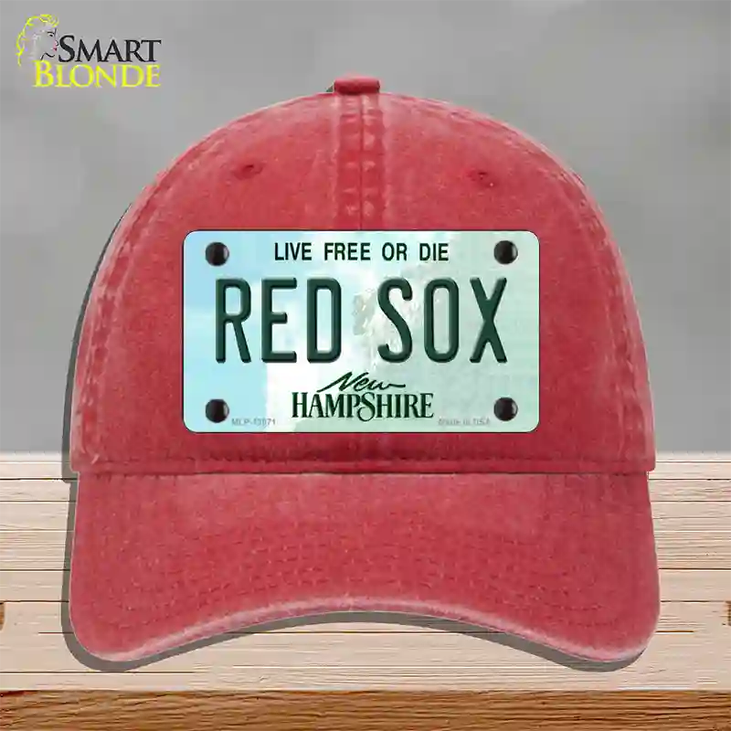 Red Sox New Hampshire State Novelty License Plate Hat Unconstructed Cotton / Red