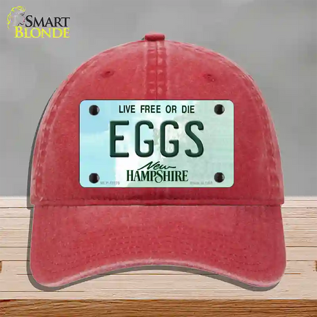 Eggs New Hampshire State Novelty License Plate Hat Unconstructed Cotton / Red