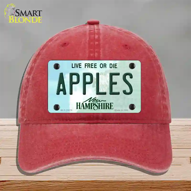 Apples New Hampshire State Novelty License Plate Hat Unconstructed Cotton / Red