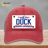 Duck North Carolina State Novelty License Plate Hat Unconstructed Cotton / Red