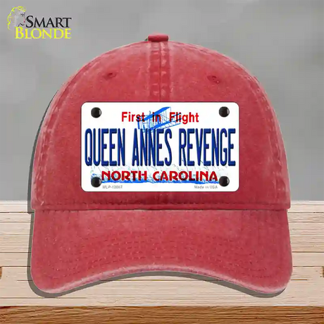 Queen Annes Revenge North Carolina State Novelty License Plate Hat Unconstructed Cotton / Red