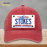 Stokes North Carolina State Novelty License Plate Hat Unconstructed Cotton / Red