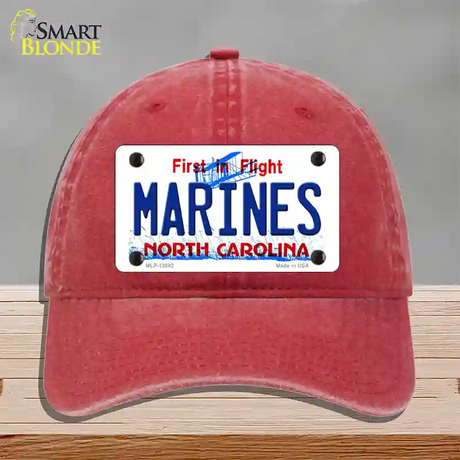 Marines North Carolina State Novelty License Plate Hat Unconstructed Cotton / Red