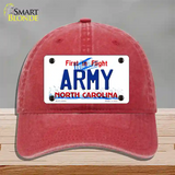 Army North Carolina State Novelty License Plate Hat Unconstructed Cotton / Red