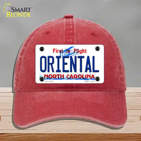 Oriental North Carolina State Novelty License Plate Hat Unconstructed Cotton / Red