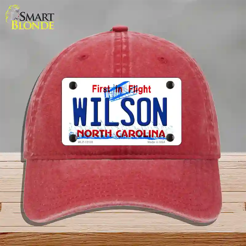 Wilson North Carolina State Novelty License Plate Hat Unconstructed Cotton / Red