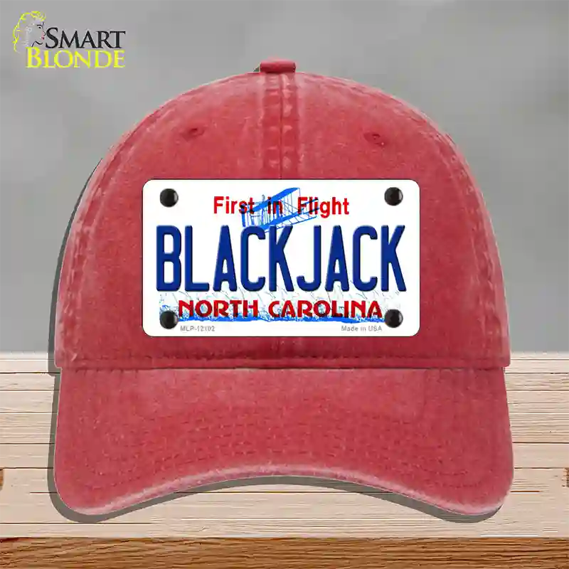 Blackjack North Carolina State Novelty License Plate Hat Unconstructed Cotton / Red