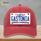 Gastonia North Carolina State Novelty License Plate Hat Unconstructed Cotton / Red