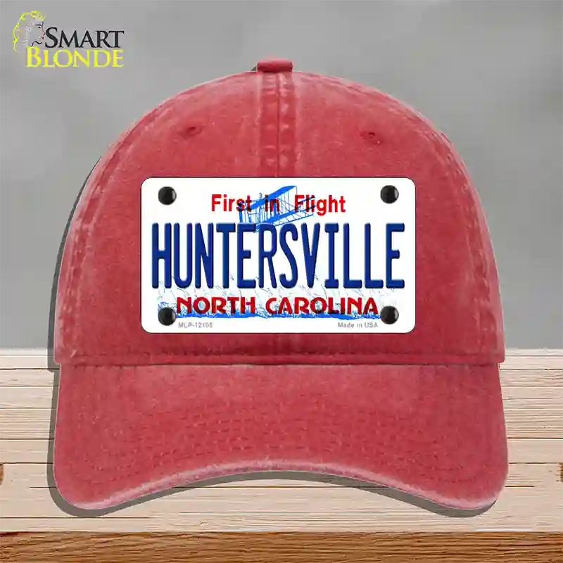 Huntersville North Carolina State Novelty License Plate Hat Unconstructed Cotton / Red