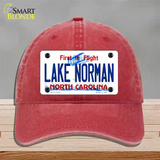 Lake Norman North Carolina State Novelty License Plate Hat Unconstructed Cotton / Red