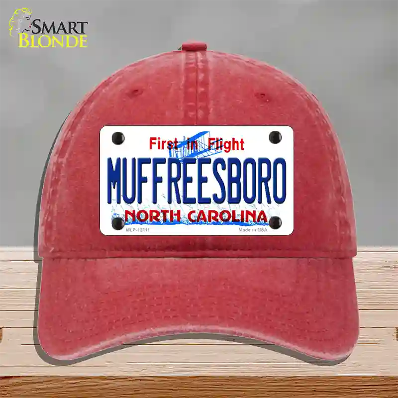 Muffreesboro North Carolina State Novelty License Plate Hat Unconstructed Cotton / Red