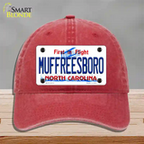 Muffreesboro North Carolina State Novelty License Plate Hat Unconstructed Cotton / Red