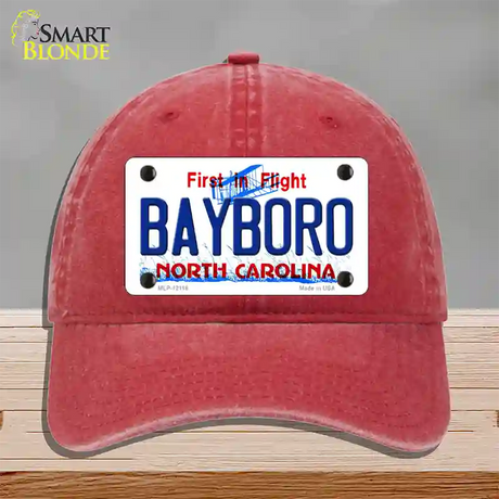 Bayboro North Carolina State Novelty License Plate Hat Unconstructed Cotton / Red