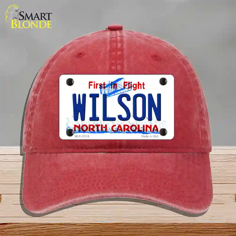 Wilson North Carolina Flight Novelty License Plate Hat Unconstructed Cotton / Red