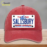 Salisbury North Carolina State Novelty License Plate Hat Unconstructed Cotton / Red