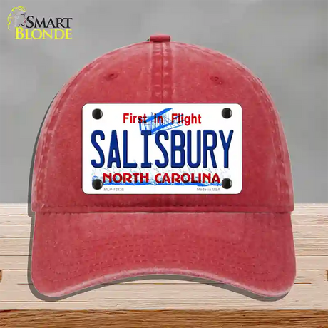 Salisbury North Carolina State Novelty License Plate Hat Unconstructed Cotton / Red