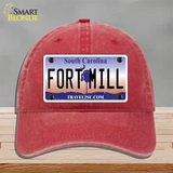 Fort Mill South Carolina Novelty License Plate Hat Unconstructed Cotton / Red