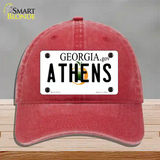 Athens Georgia State Novelty License Plate Hat Unconstructed Cotton / Red