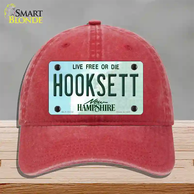 Hooksett New Hampshire Novelty License Plate Hat Unconstructed Cotton / Red