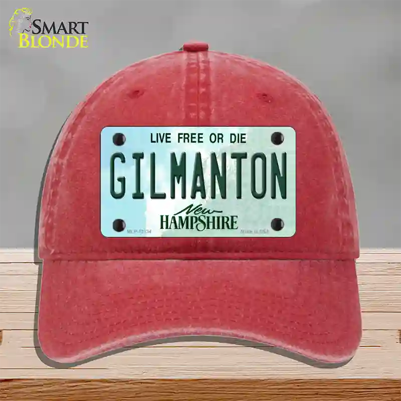 Gilmanton New Hampshire Novelty License Plate Hat Unconstructed Cotton / Red