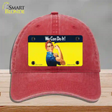 We Can Do It Novelty License Plate Hat Unconstructed Cotton / Red