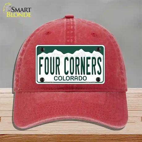 Four Corners Colorado Novelty License Plate Hat Unconstructed Cotton / Red