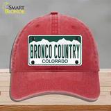 Bronco Country Colorado Novelty License Plate Hat Unconstructed Cotton / Red