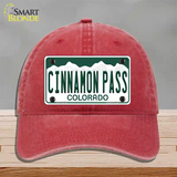 Cinnamon Pass Colorado Novelty License Plate Hat Unconstructed Cotton / Red