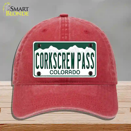 Corkscrew Pass Colorado Novelty License Plate Hat Unconstructed Cotton / Red