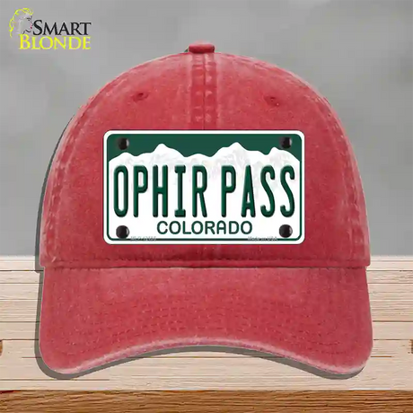 Ophir Pass Colorado Novelty License Plate Hat Unconstructed Cotton / Red