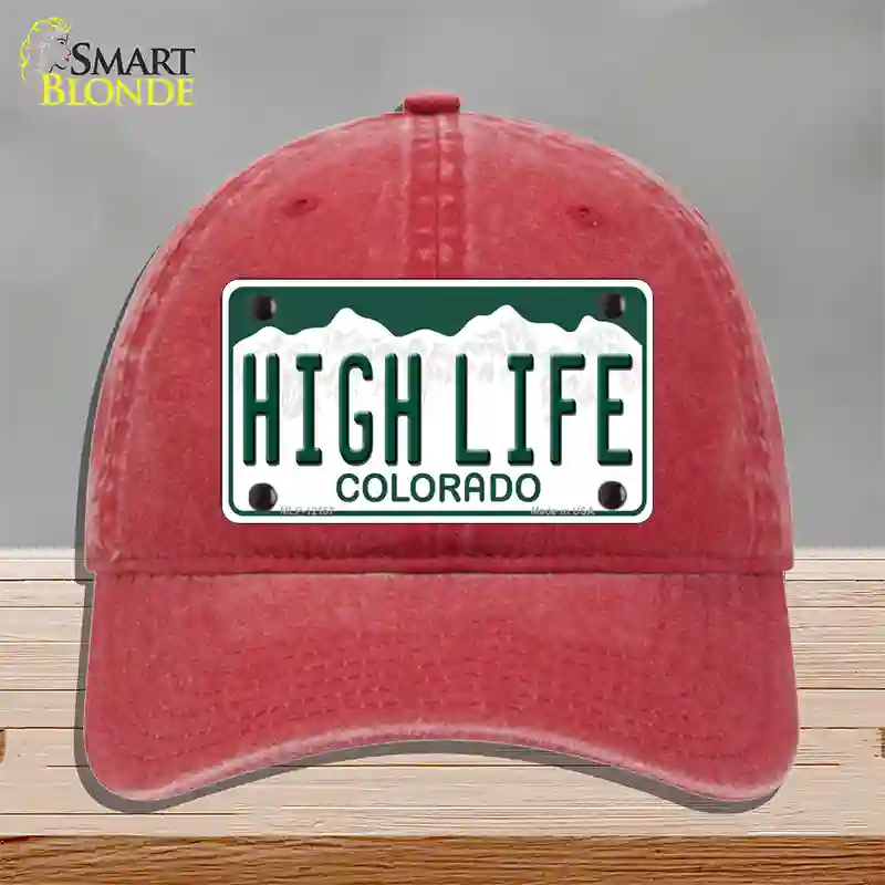 High Life Colorado Novelty License Plate Hat Unconstructed Cotton / Red