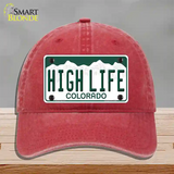 High Life Colorado Novelty License Plate Hat Unconstructed Cotton / Red