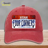 Utah Four Corners Novelty License Plate Hat Unconstructed Cotton / Red