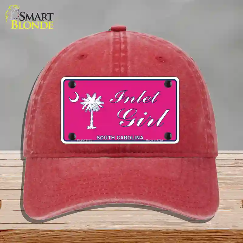 Inlet Girl SC Pink Novelty License Plate Hat Unconstructed Cotton / Red