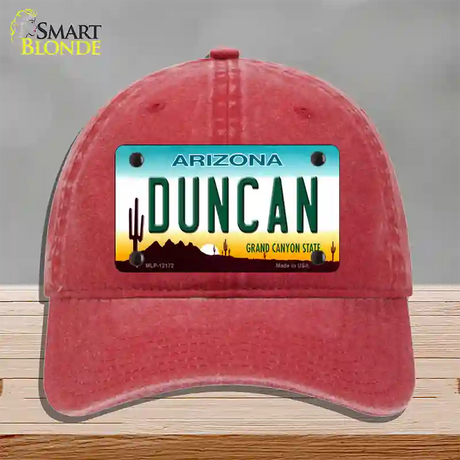 Duncan Arizona Novelty License Plate Hat Unconstructed Cotton / Red