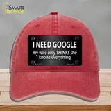 I Need Google Novelty License Plate Hat Unconstructed Cotton / Red