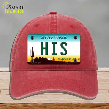 His Arizona Novelty License Plate Hat Unconstructed Cotton / Red