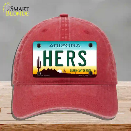 Hers Arizona Novelty License Plate Hat Unconstructed Cotton / Red