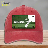 Pickleball Novelty License Plate Hat Unconstructed Cotton / Red