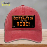 Its Not the Destination Novelty License Plate Hat Unconstructed Cotton / Red