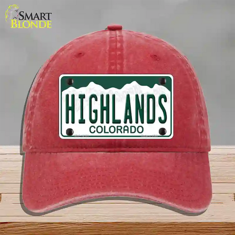 Highlands Colorado Novelty License Plate Hat Unconstructed Cotton / Red