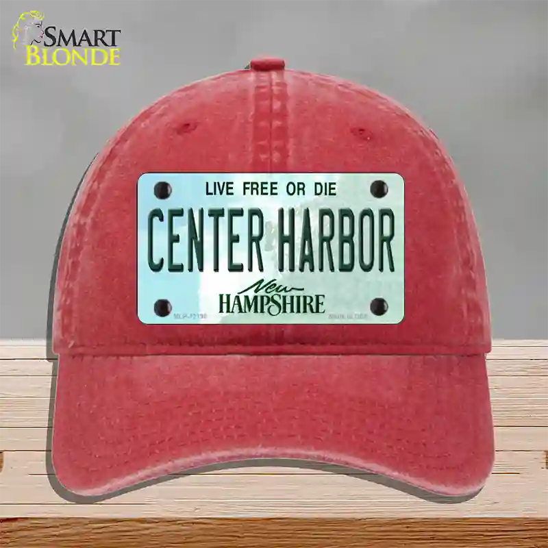 Center Harbor New Hampshire Novelty License Plate Hat Unconstructed Cotton / Red