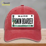 Snow Boarder Maine Novelty License Plate Hat Unconstructed Cotton / Red