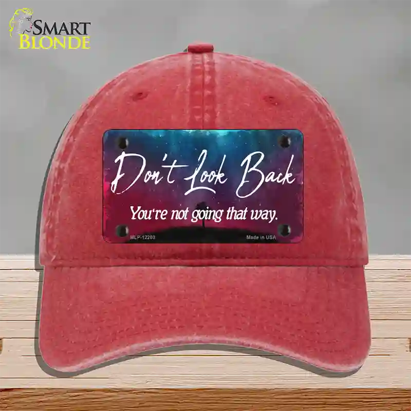 Dont Look Back Novelty License Plate Hat Unconstructed Cotton / Red