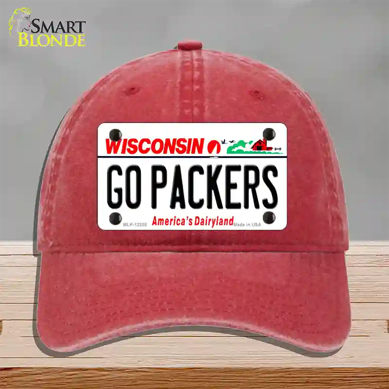 Go Packers Wisconsin Novelty License Plate Hat Unconstructed Cotton / Red