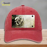 Black and White Rose Novelty License Plate Hat Unconstructed Cotton / Red